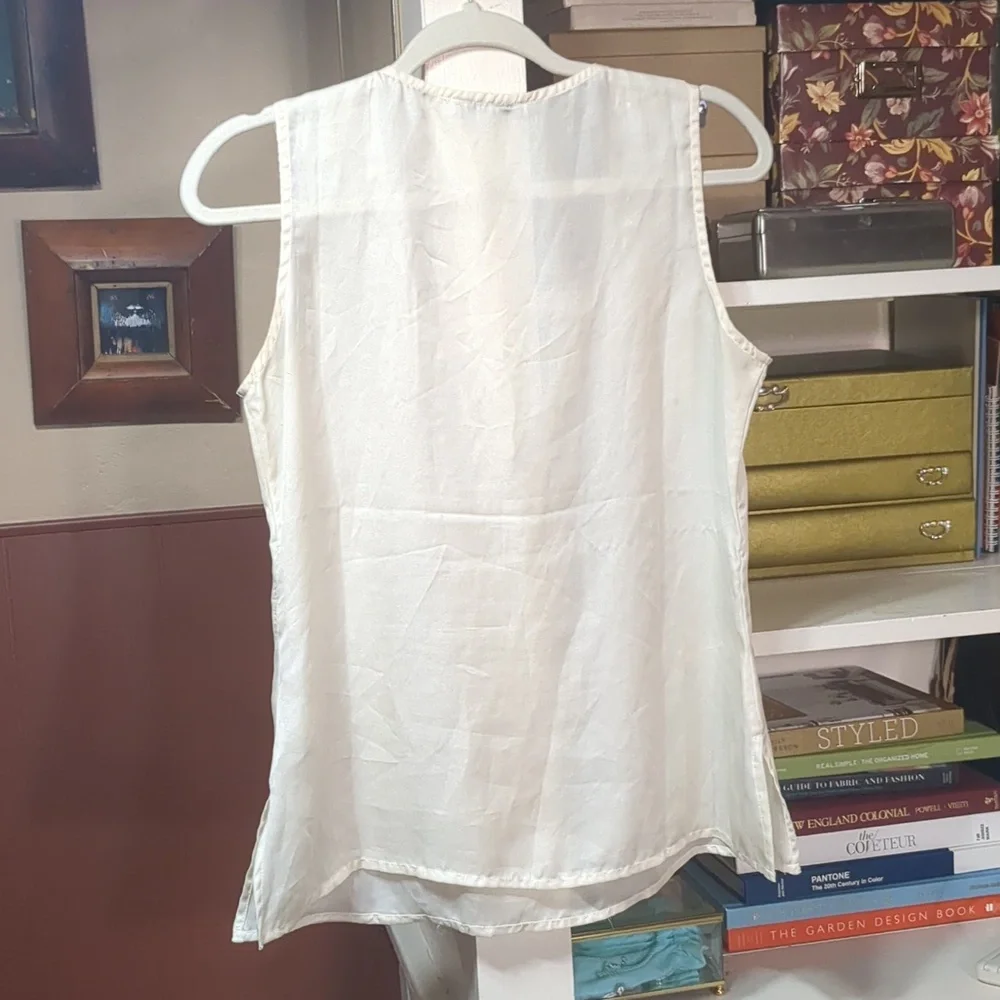 Banana Republic Ivory Embellished Beaded Blouse Tank Top - Picture 5 of 5